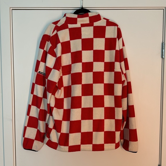 Stussy Soft Sherpa Fleece Checker Pullover White Red - Picture 4 of 4